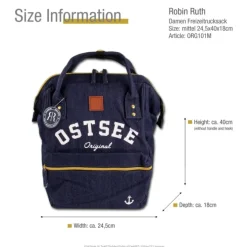 Robin Ruth Rucksack Baumwolle navy dunkelblau ORG101M