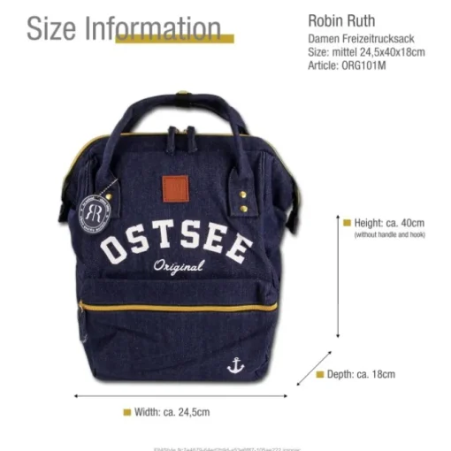 Robin Ruth Rucksack Baumwolle navy dunkelblau ORG101M