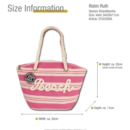 Robin Ruth Strandtasche Baumwolle Polyester rosa beige OTG2200A