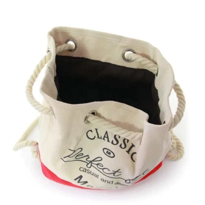 Rucksack, Handtasche Canvas weiß, rot City-Rucksack Tasche Manoro OTK216R