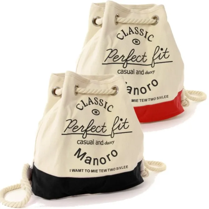 Rucksack, Handtasche Canvas weiß, rot City-Rucksack Tasche Manoro OTK216R