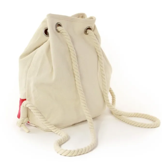 Rucksack, Handtasche Canvas weiß, rot City-Rucksack Tasche Manoro OTK216R