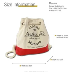 Rucksack, Handtasche Canvas weiß, rot City-Rucksack Tasche Manoro OTK216R