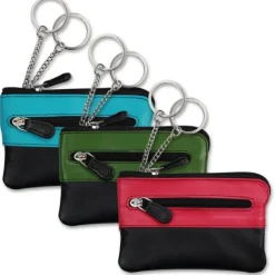 Schlüsseltasche Leder schwarz, türkis Etui Mini- DrachenLeder OPS905T