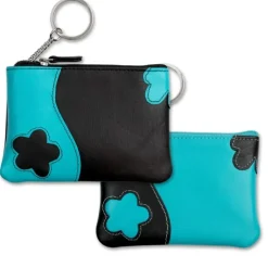 Schlüsseltasche Leder schwarz, türkis Schlüsseletui DrachenLeder OPS903S