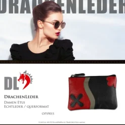 Schlüsseltasche Leder schwarz Schlüsseletui DrachenLeder OPS901S