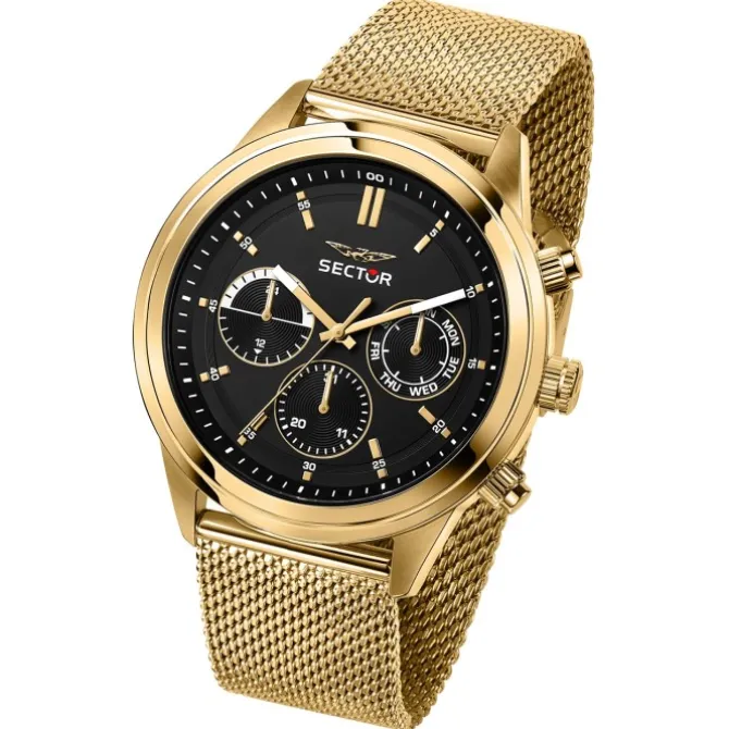 Sector Herren Armbanduhr Multifunktion Edelstahlband gold USE53540001