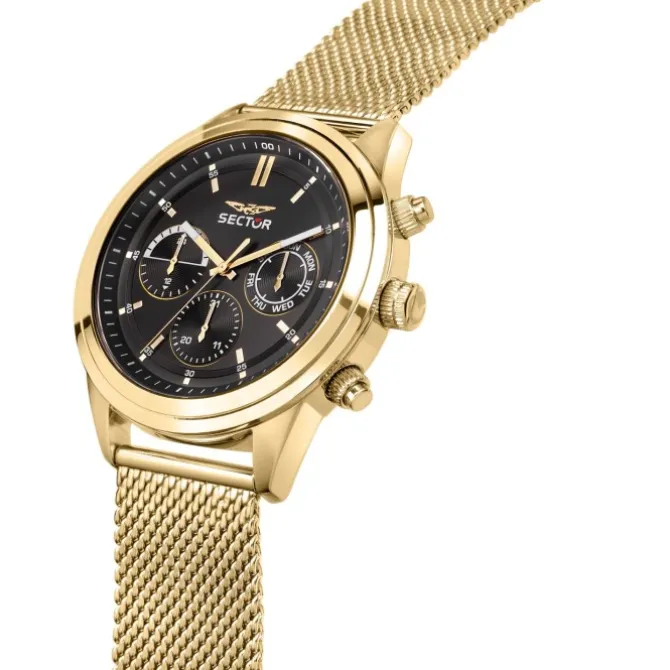 Sector Herren Armbanduhr Multifunktion Edelstahlband gold USE53540001