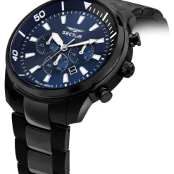 Sector Herren Armbanduhr Chrono Edelstahlarmband schwarz USE73602016