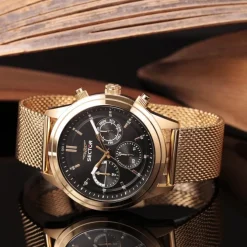 Sector Herren Armbanduhr Multifunktion Edelstahlband gold USE53540001