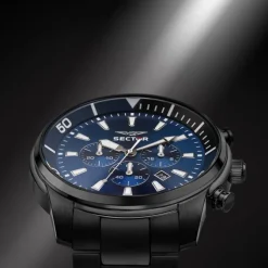 Sector Herren Armbanduhr Chrono Edelstahlarmband schwarz USE73602016