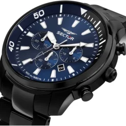 Sector Herren Armbanduhr Chrono Edelstahlarmband schwarz USE73602016