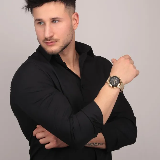 Sector Herren Armbanduhr Multifunktion Edelstahlband gold USE53540001