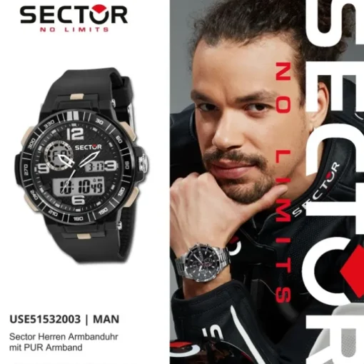 Sector Herren Armbanduhr Digital PURarmband schwarz USE51532003