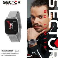 Sector Herren Armbanduhr Analog-Digit Edelstahlband silber USE53550001