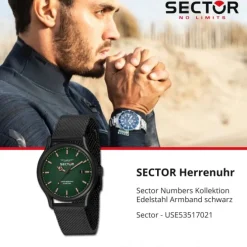 Sector Herren Armbanduhr Analog Edelstahlarmband schwarz USE53517021