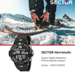 Sector Herren Armbanduhr Digital PURarmband schwarz USE51532003