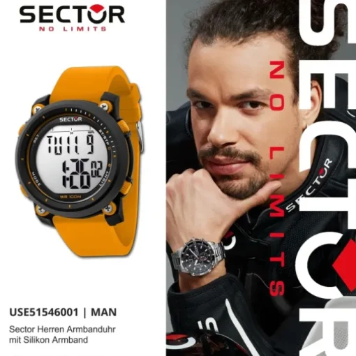 Sector Herren Armbanduhr Digital Silikonarmband orange USE51546001