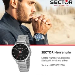 Sector Herren Armbanduhr Analog Edelstahlarmband silber USE53522008