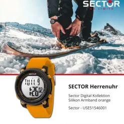 Sector Herren Armbanduhr Digital Silikonarmband orange USE51546001