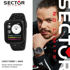 Sector Herren Armbanduhr Analog-Digit Silikonband schwarz USE51159001