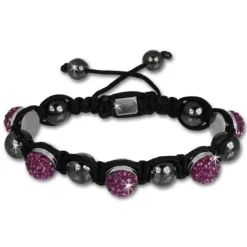 Shamballa Armband original Sterlinx mit 5 lila Glitzerkugeln SHS51V