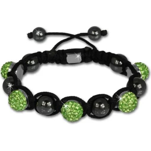 Shamballa Armband original Sterlinx mit 5 hellgrün Glitzerkugeln SHS51L