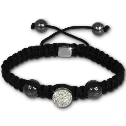 Shamballa Armband original Sterlinx mit 1 weißen Glitzerkugel SHS11W