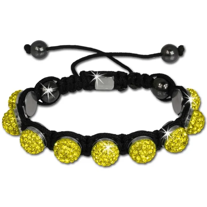 Shamballa Armband original Sterlinx mit 9 gelben Glitzerkugeln SHS90Y