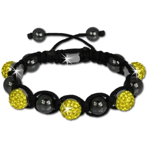 Shamballa Armband original Sterlinx mit 5 gelben Glitzerkugeln SHS51Y