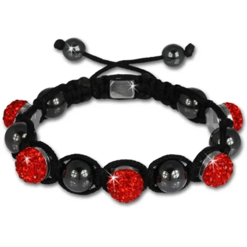 Shamballa Armband original Sterlinx mit 5 rote Glitzerkugeln SHS51R