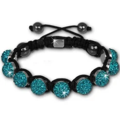 Shamballa Armband original Sterlinx mit 9 türkisen Glitzerkugeln SHS90T