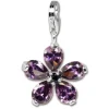 SilberDream 925 Charm Blume lila Armband Ketten Anhänger FC4116