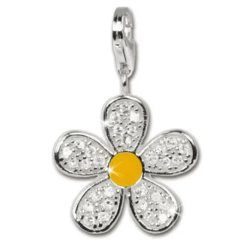 SilberDream 925 Charm Blume weiß Armband Ketten Anhänger FC4119
