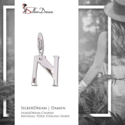 SilberDream 925 Charm Buchstabe N Silber Armband Anhänger FC70N