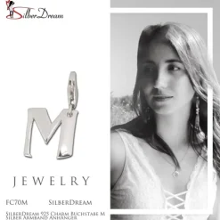 SilberDream 925 Charm Buchstabe M Silber Armband Anhänger FC70M