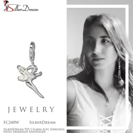 SilberDream 925 Charm Elfe Zirkonia weiß Armband Anhänger FC240W