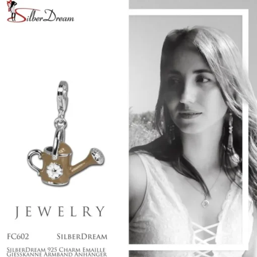 SilberDream 925 Charm Emaille Gießkanne Armband Anhänger FC602