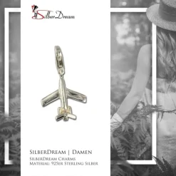 SilberDream 925 Charm Flugzeug Armband Anhänger FC3043