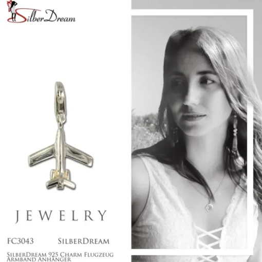 SilberDream 925 Charm Flugzeug Armband Anhänger FC3043