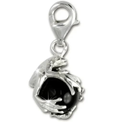 SilberDream 925 Charm Frosch Kugel schwarz Armband Anhänger FC244S