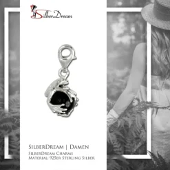 SilberDream 925 Charm Frosch Kugel schwarz Armband Anhänger FC244S