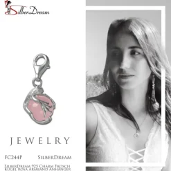 SilberDream 925 Charm Frosch Kugel rosa Armband Anhänger FC244P