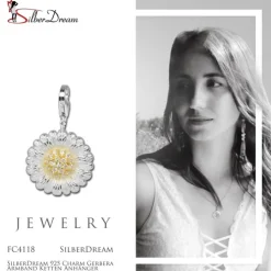 SilberDream 925 Charm Gerbera Armband Ketten Anhänger FC4118