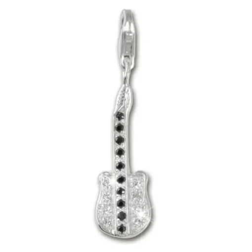 SilberDream 925 Charm Gitarre schwarz Armband Anhänger FC216S