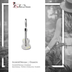 SilberDream 925 Charm Gitarre Armband Anhänger Silber FC3001