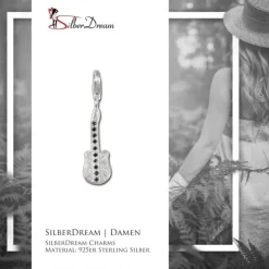 SilberDream 925 Charm Gitarre schwarz Armband Anhänger FC216S