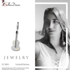 SilberDream 925 Charm Gitarre Armband Anhänger Silber FC3001
