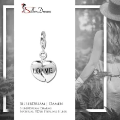 SilberDream 925 Charm Herz LOVE Armband Anhänger Silber FC3008