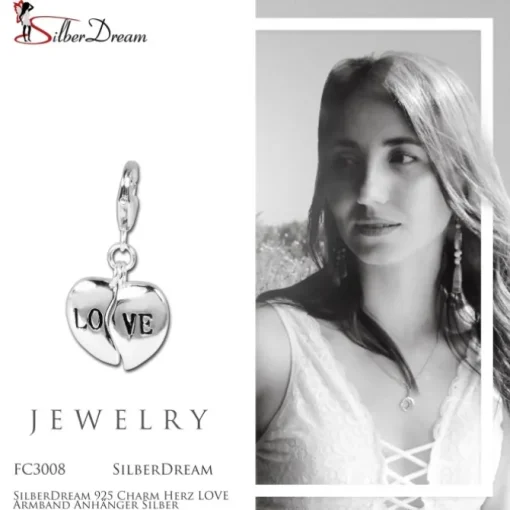 SilberDream 925 Charm Herz LOVE Armband Anhänger Silber FC3008